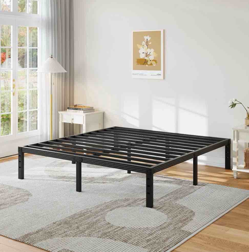 NESLIME 14 inch King Size Heavy Duty Metal Bed Frame, Sturdy Construction, No Box Spring Needed, Easy Assembly