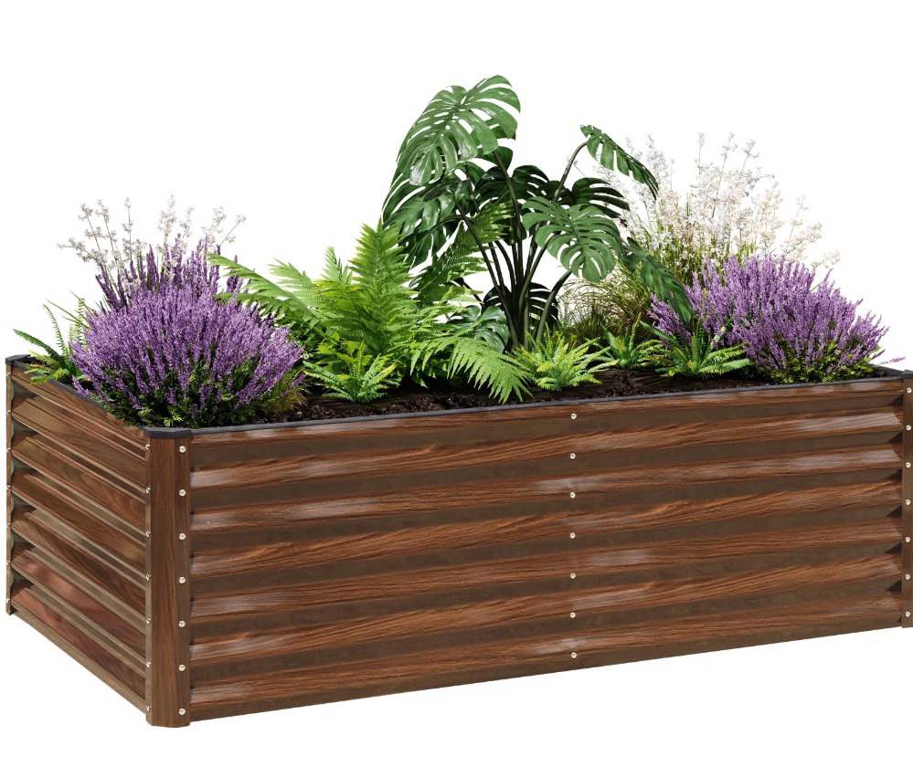 SnugNiture 6x3x2 ft Metal Raised Garden Bed Outdoor, Deep Root Galvanized Planter Box for Vegetables, Flowers