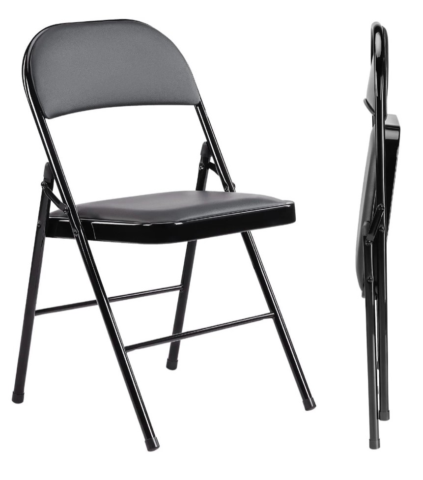 GIANNA 2 Pack Sturdy Metal Folding Chair with 350-Pound Capacity  Metal Frame  Water-Resistant  Ideal for Indoor and Outdoor Events  Black