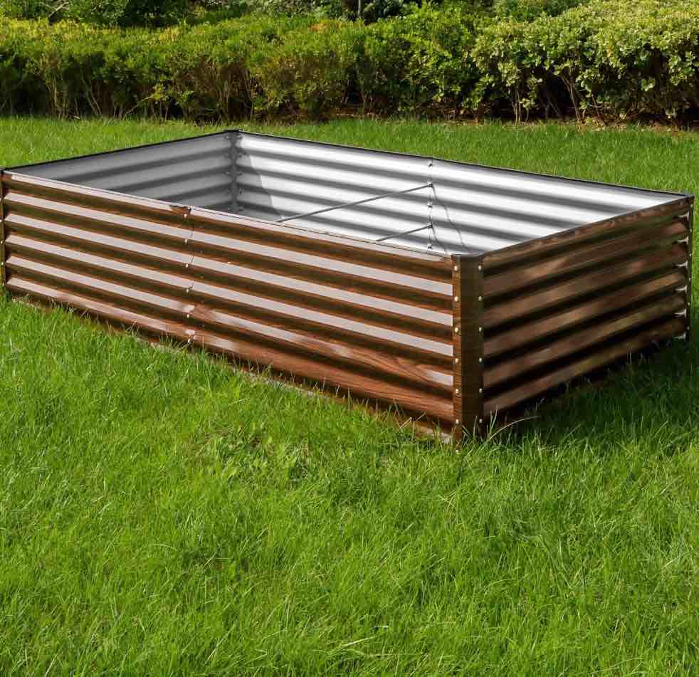 SnugNiture 8x4x2 ft Galvanized Raised Garden Bed, Deep Root Metal Planter Box for Vegetables, Flowers