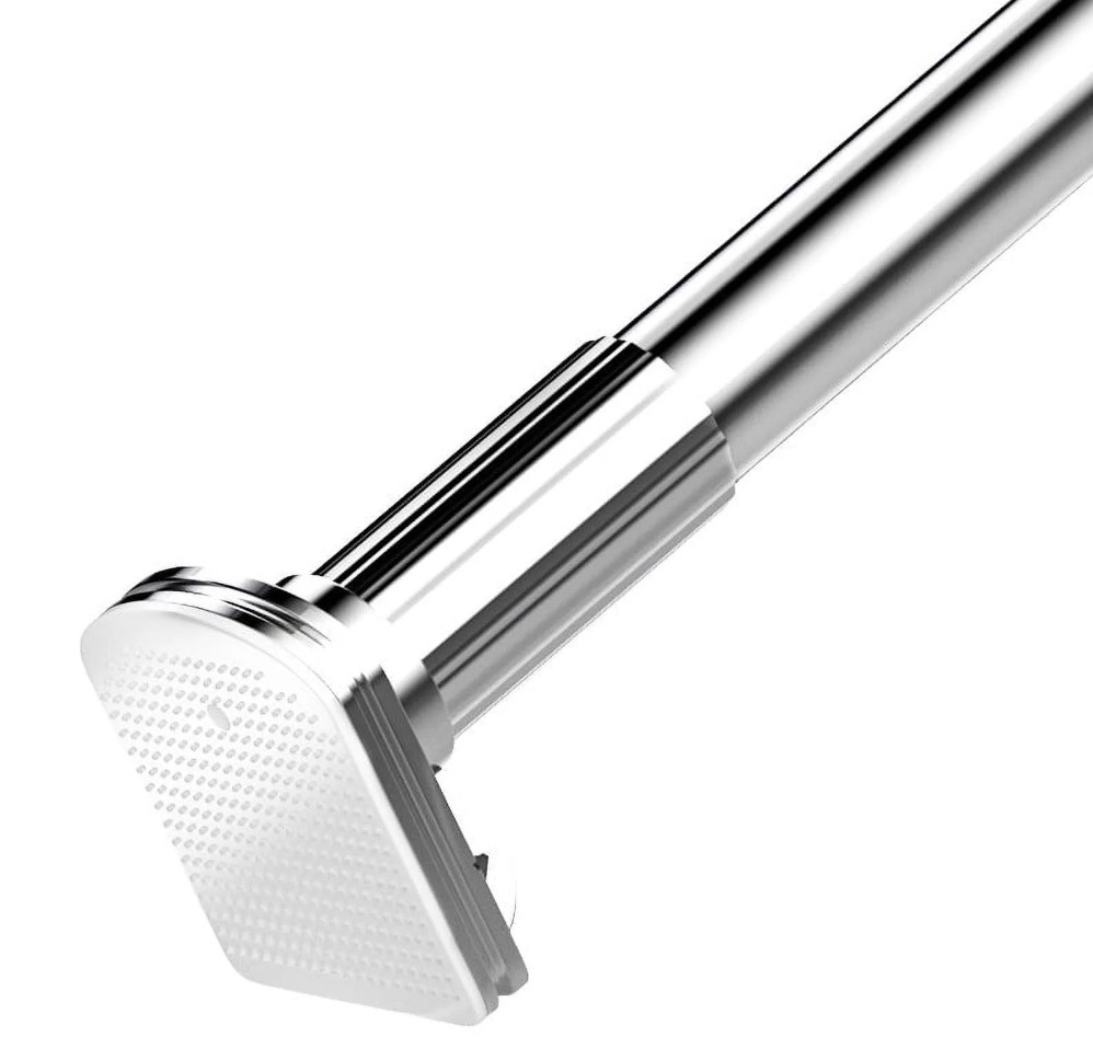 no drill tension rod - extra long room divider 43-142inch, adjustable spring shower curtain rod for closet/balcony, non-slip telescopic pole (silver)