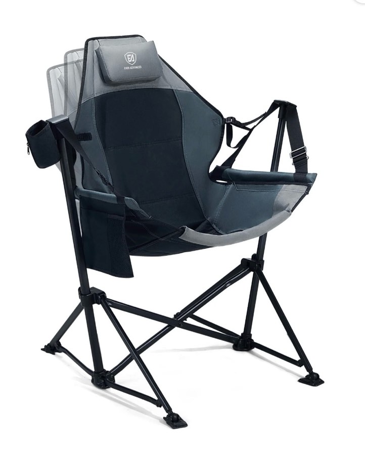 ever advanced swinging hammock camping chair with adjustable backrest, supports 300 lbs, black
