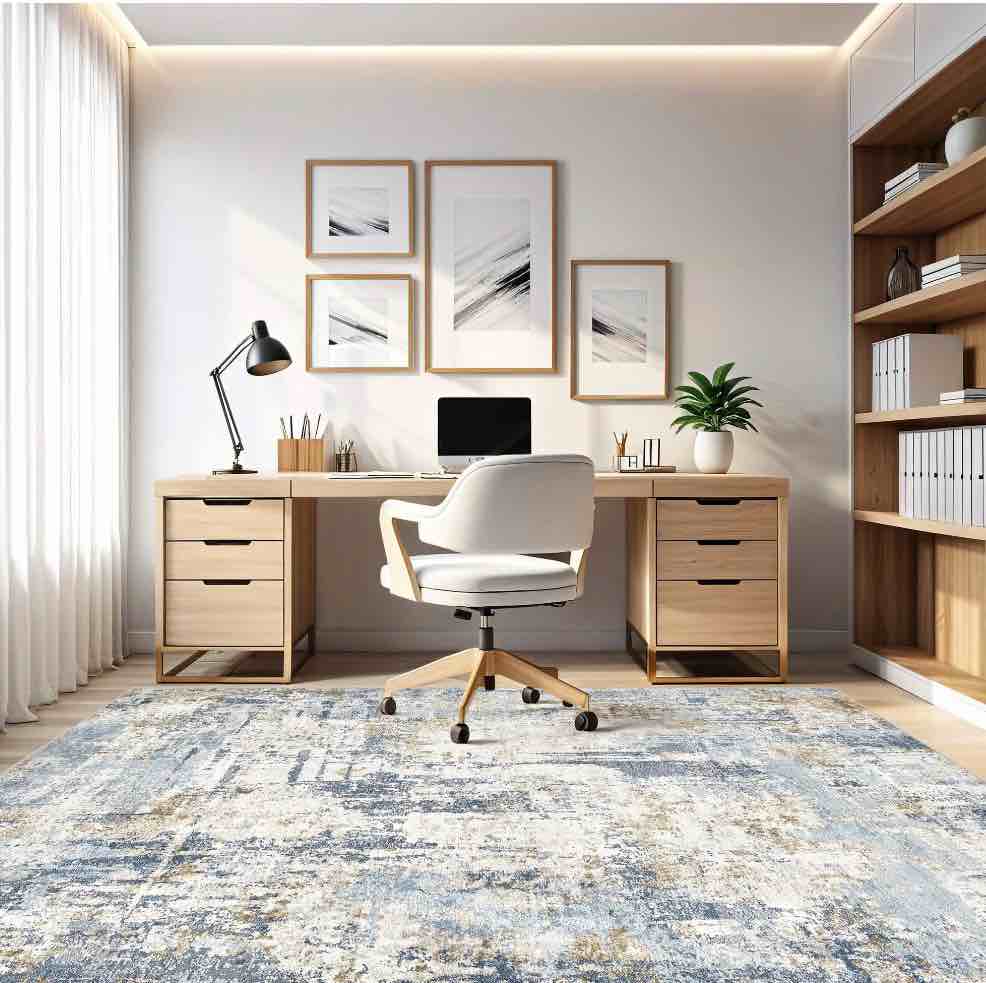 uermei 8 x10 large area rugs for living room washable non slip indoor rug for bedroom home decor carpets modern abstract printed carpet blue