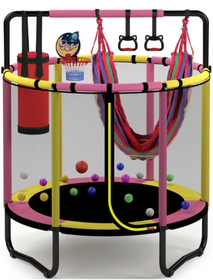 mini trampoline for kids with basketball hoop segmart 55 indoor outdoor toddler trampoline with enclosure net swing sandbag ring ocean balls r