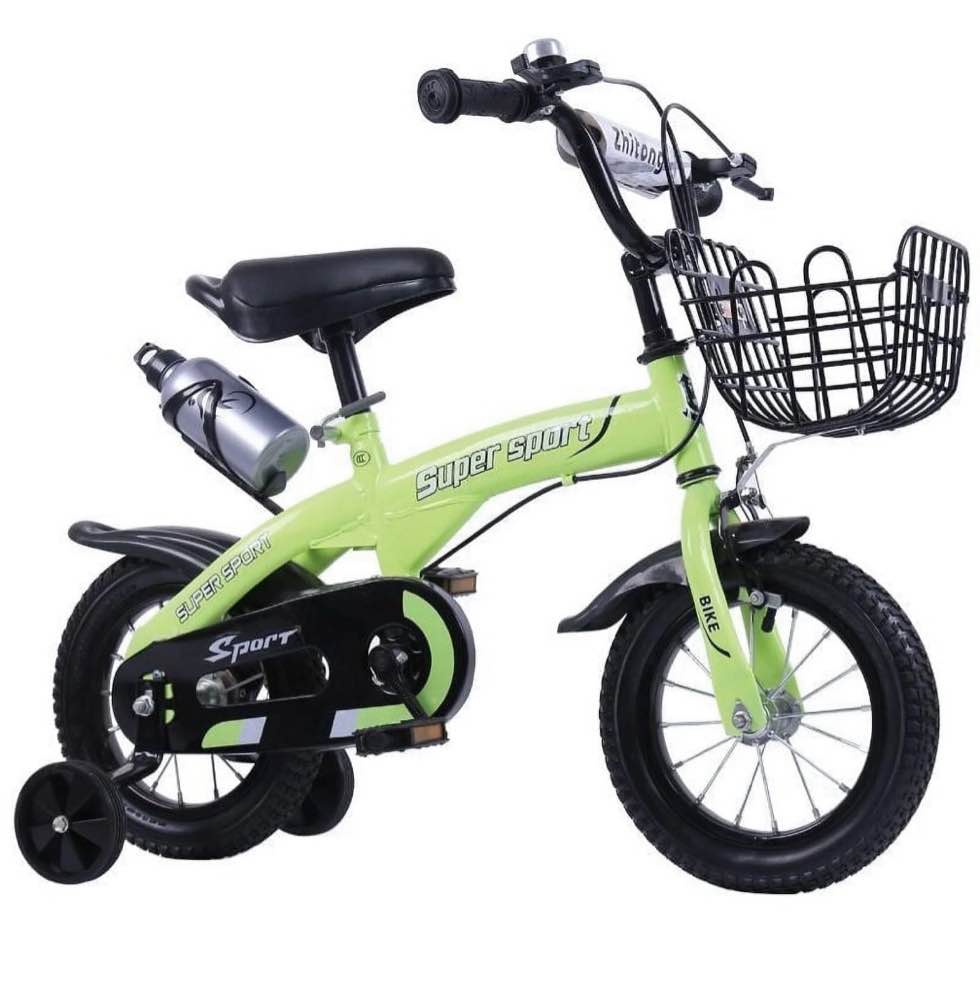 12 inch kids bike with training wheels, height adjustable kids bicycle with basket/water bottle, xmas birthday gift for girls boys toddlers kids 3-5