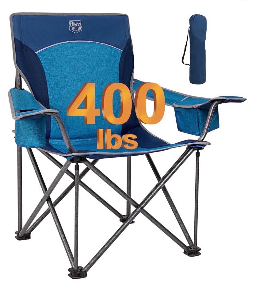 timber ridge oversized camping chair  folding outdoor chair for adults  supports 400 lbs  blue
