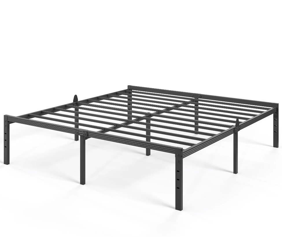 auroral zone 18 inch king metal platform bed frame, heavy duty mattress foundation, no box spring required