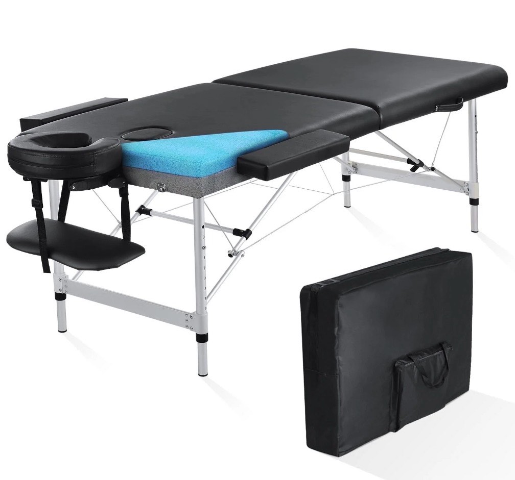 naipo portable massage table 84 inch massage bed wide spa lash bed tattoo bed height adjustable 2 fold aluminum weight capacity 496lb  black promotion