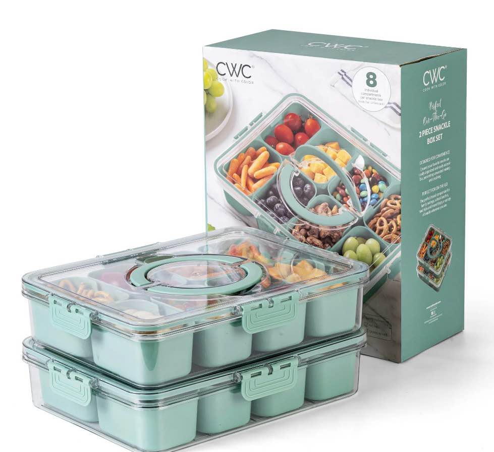 cook with color snackle box for kids lunch box and snack container pink 2-pack