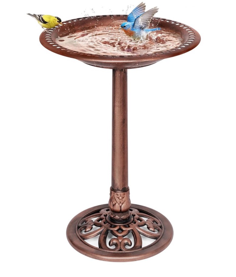 specstar bird bath 28 inch height polyresin lightweight antique outdoor garden birdbath bronze