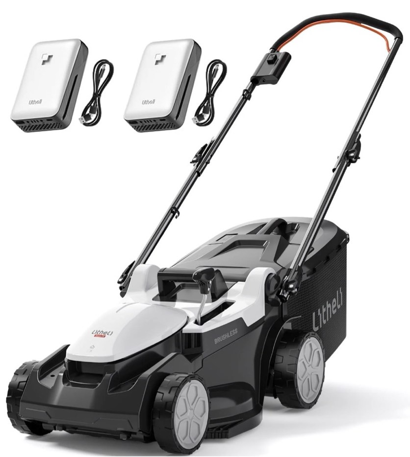 litheli cordless lawn mower 2*20v electric lawn mowers 16 inch 6-position height adjustment light weight with 2*4.0ah portable battery for garden/yard/farm