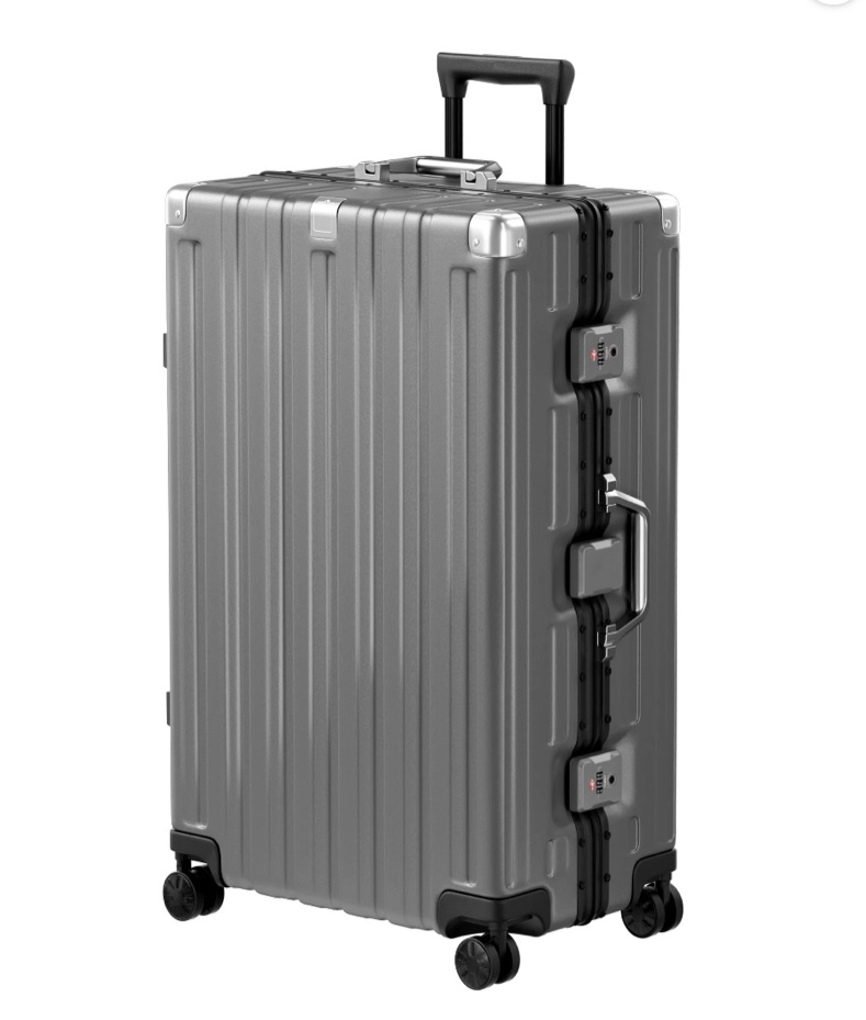luggage premium pc+abs hardshell aluminum frame zip-free 28 inch checked luggage with tsa-approved lock & 360° spinner wheels - gray