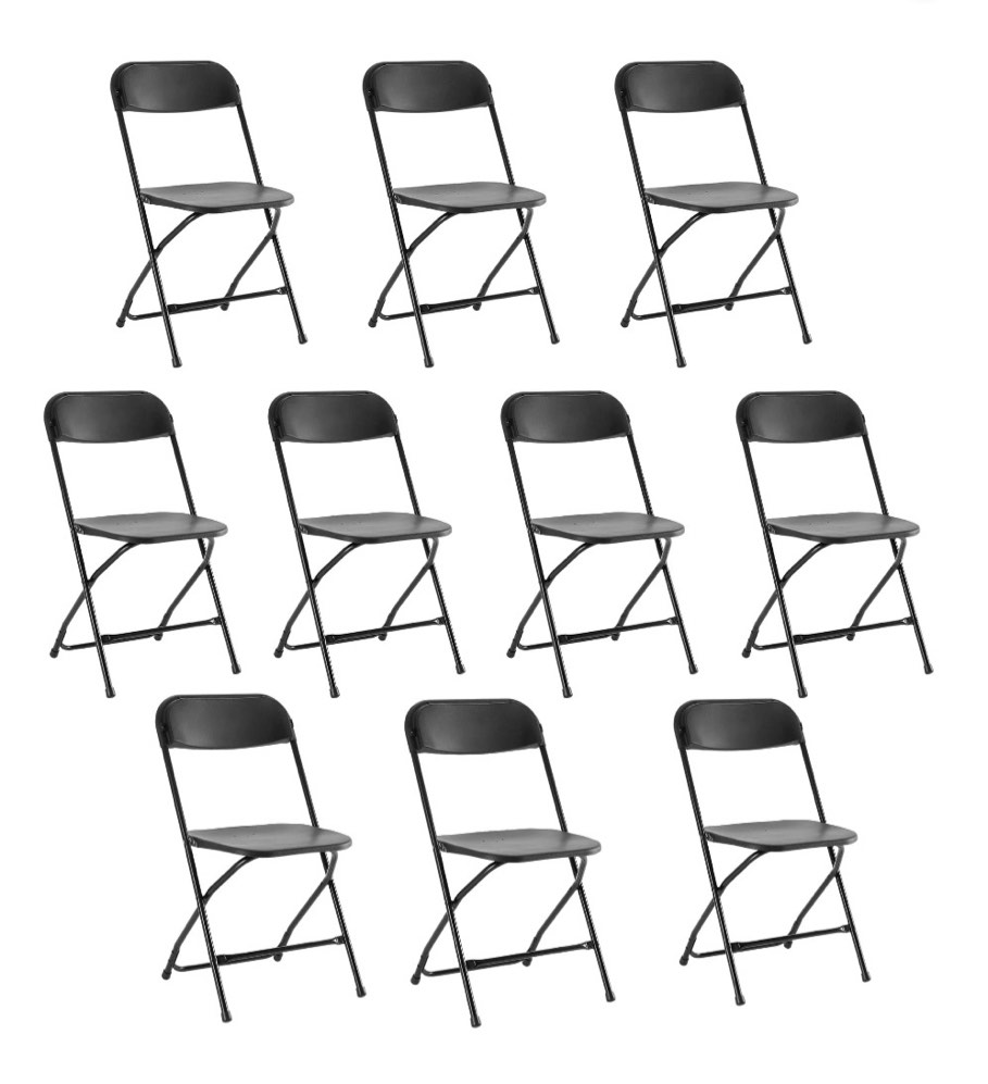 concetta plastic folding chair set of 10, 330lb load capacity lightweight for indoor/outdoor, black