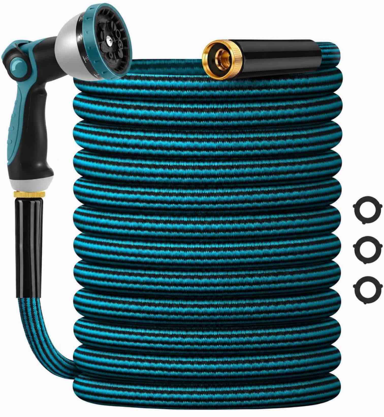 garden hose 50ft, non-expanding water hose ultra lightweight, kink-free, sturdy, flexible, abrasion resistant hose for yard, lawn, outdoor, marine and camper