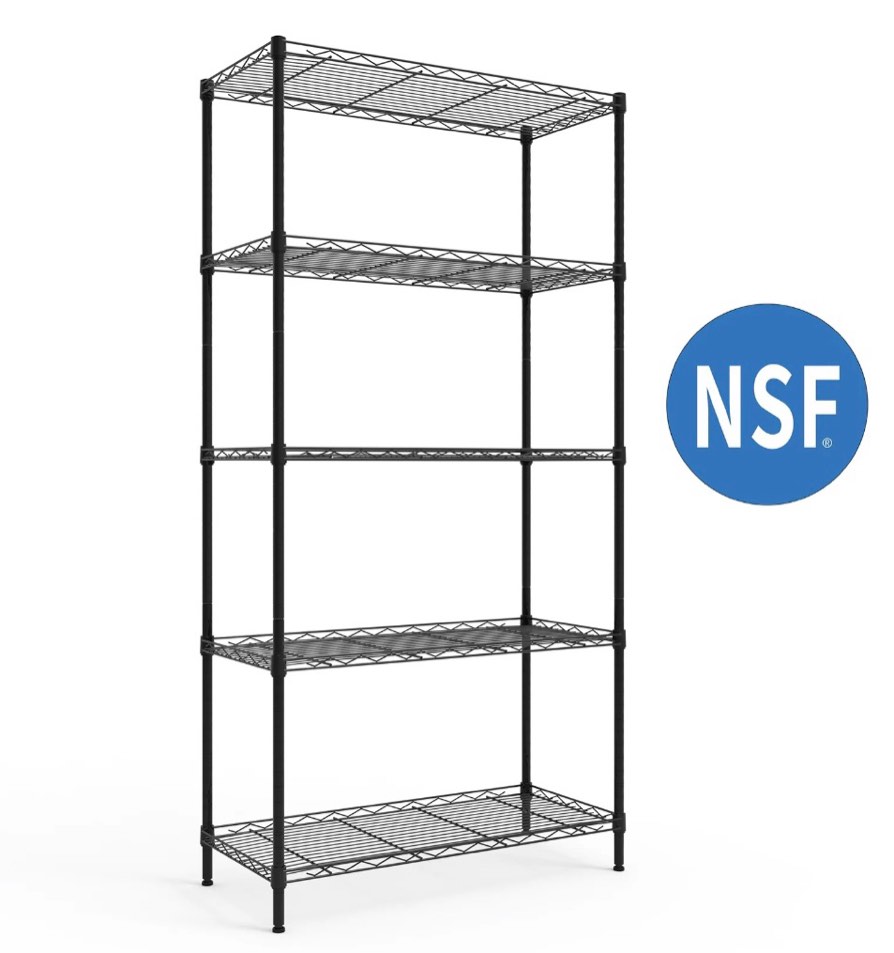 ktaxon 5-tier wire shelving unit, steel storage rack for garage office kitchen black, 30" w x 14" d x 60" h