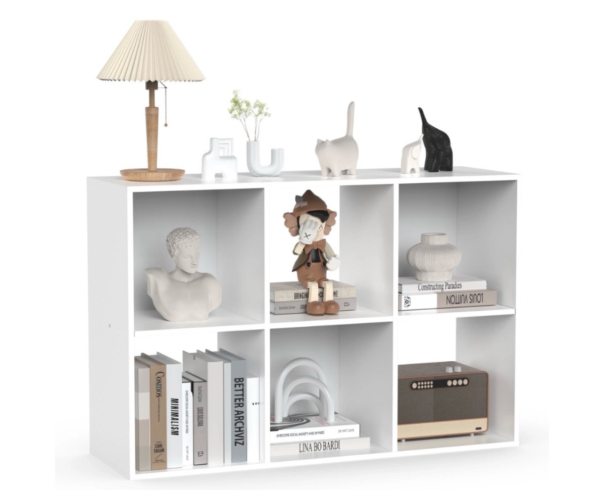 zunmos 6 cube storage organizer,open cube storage bookcase with 3 removable back panels,for living room, bedroom, entrance hall &office, 36" l×11.6" w×24"h, white