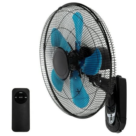 wall mount fan 20 inch with remote 3-speed oscillating quiet fan with 5 metal blades adjustable tilt and timing high velocity fans for bedroom gym