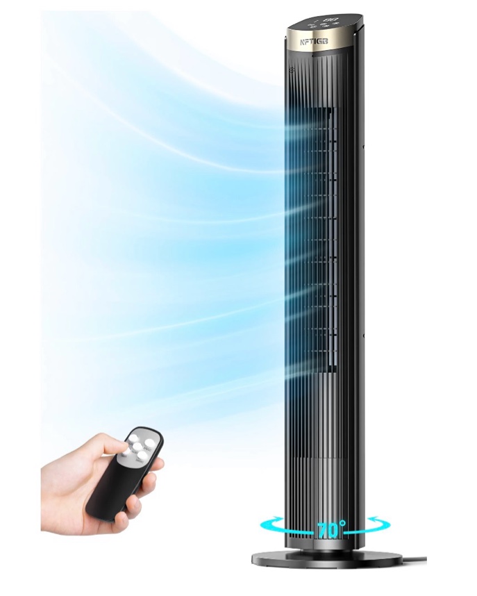 nftigb 40 inch tower fan for home 70° oscillating standing floor fan with remote 5 speeds 3 modes with remote bladeless fan new