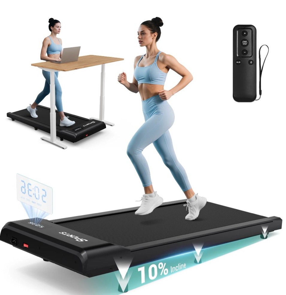 dprodo walking pad with 10% incline,walking pad treadmill for home office,2.5 hp under desk treadmill with led display & remote,265 lbs capacity