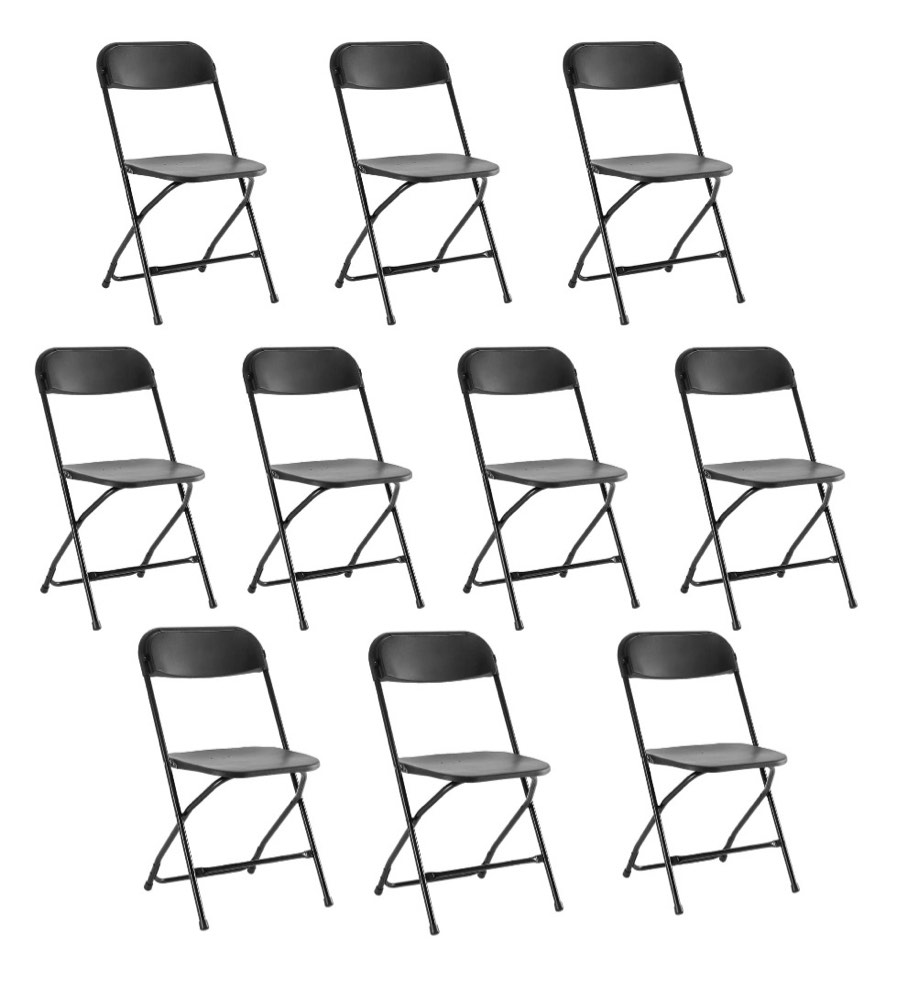 concetta plastic folding chair set of 10, 330lb load capacity lightweight for indoor/outdoor, black