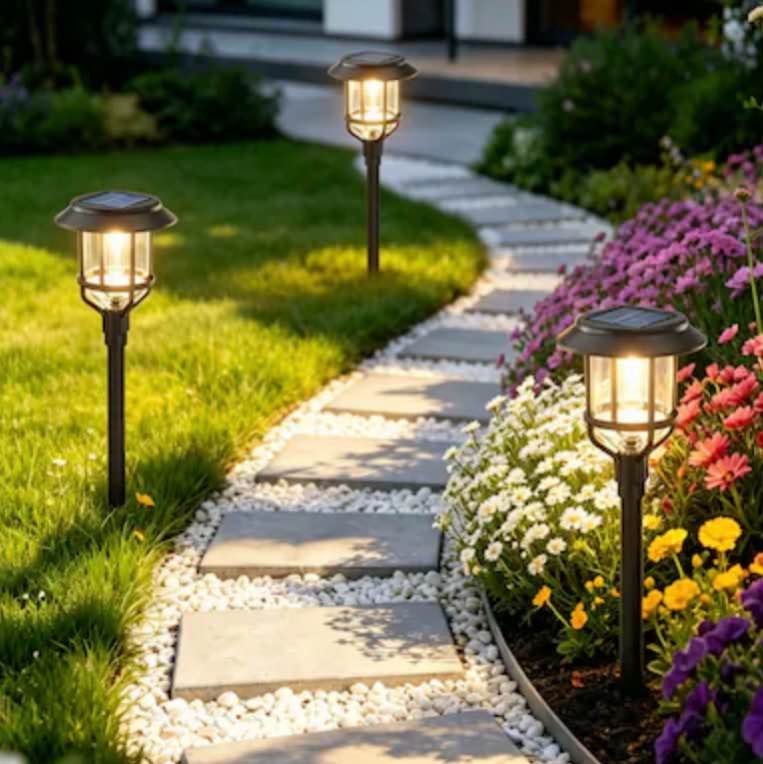 harbor breeze 15 -lumens black solar led outdoor path light 3000-k