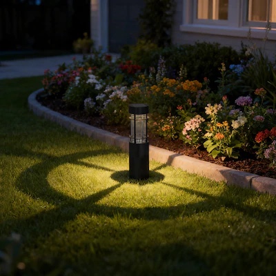 harbor breeze 10 -lumens black solar led outdoor path light with dusk-to-dawn sensor