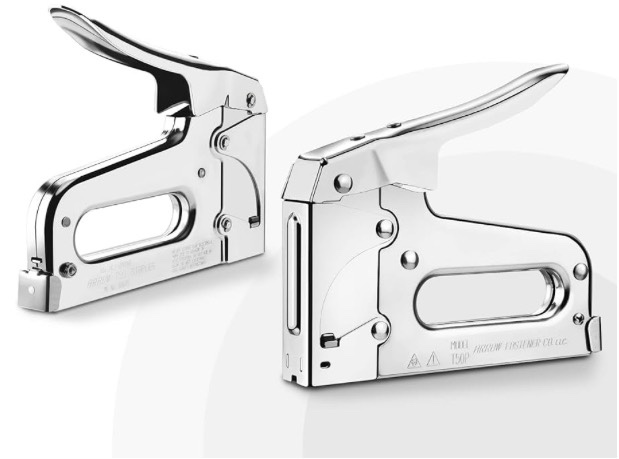 arrow t50 heavy duty staple gun kit, all chrome steel stapler, takes t50 1/4", 3/8", 1/2" staples, for upholstery professional projects