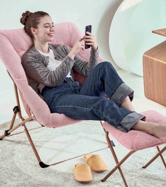 ankatons comfy saucer chair for kids bedroom chairs for adults with ottoman pink