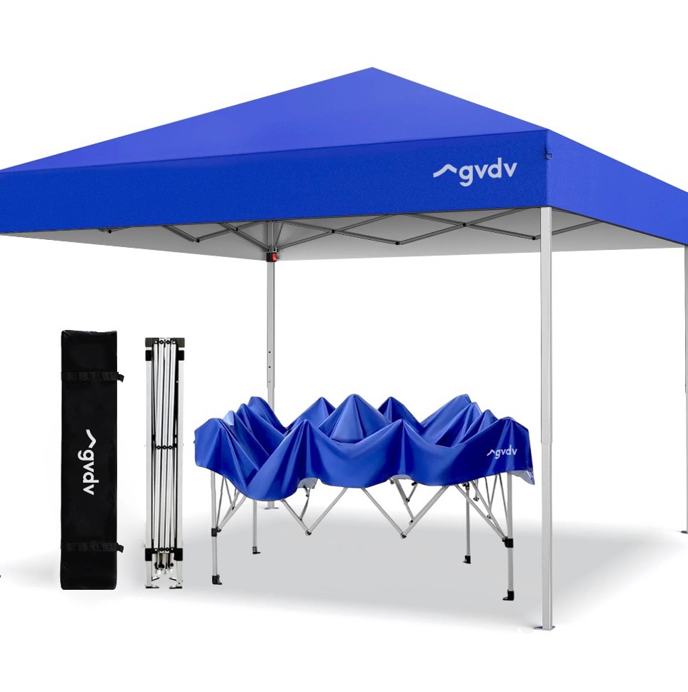 gvdv canopy tent, 10x10 ft easy pop up outdoor canopy tent, portable straight leg gazebo instant canopy, blue