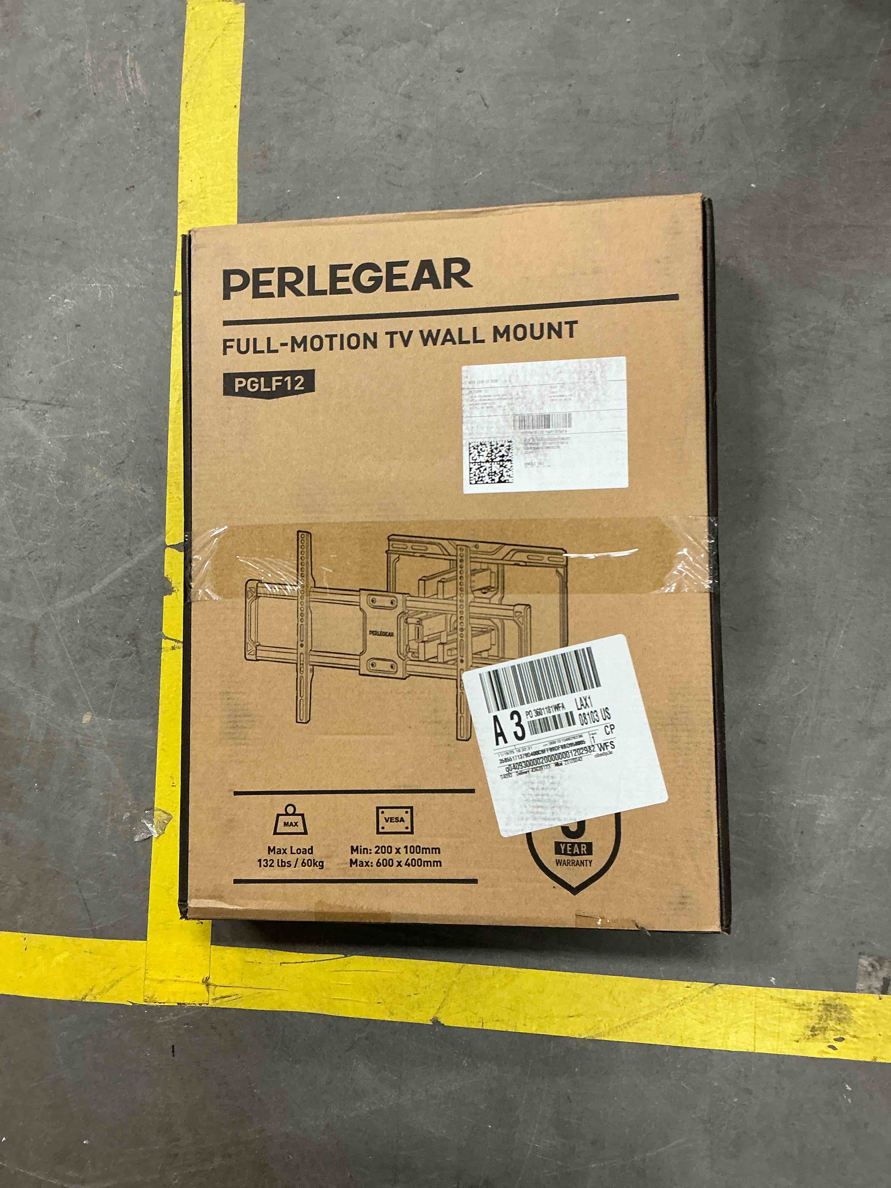 Condition photo showing New/Like New for MountFTV Full Motion TV Wall Mount Bracket with Tool-Free Tilt for 42-90 Inch TVs, 6 Articulating Arms Heavy Duty TV Wall Mount, Holds up to 132 lbs, Max 600x400mm, Fits 12”/16” Wood Studs