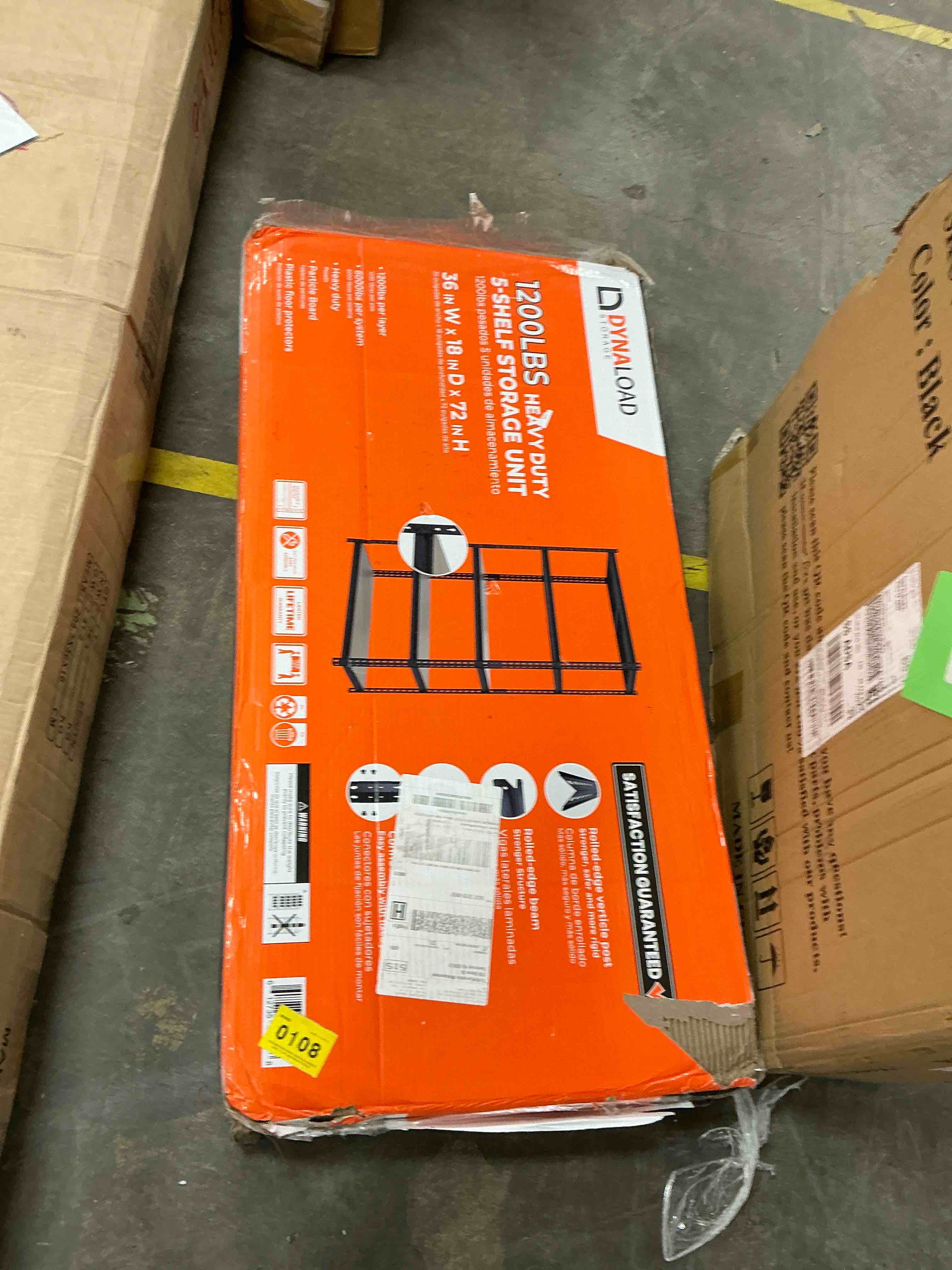 Condition photo showing Good Condition for DYNALOAD 1200 Lbs Heavy Duty Garage Shelving, 5-Tier Adjustable Metal Storage Shelves, Boltless Steel Utility Rack for Garage Basement Warehouse, 36" W x 18" D x 72" H