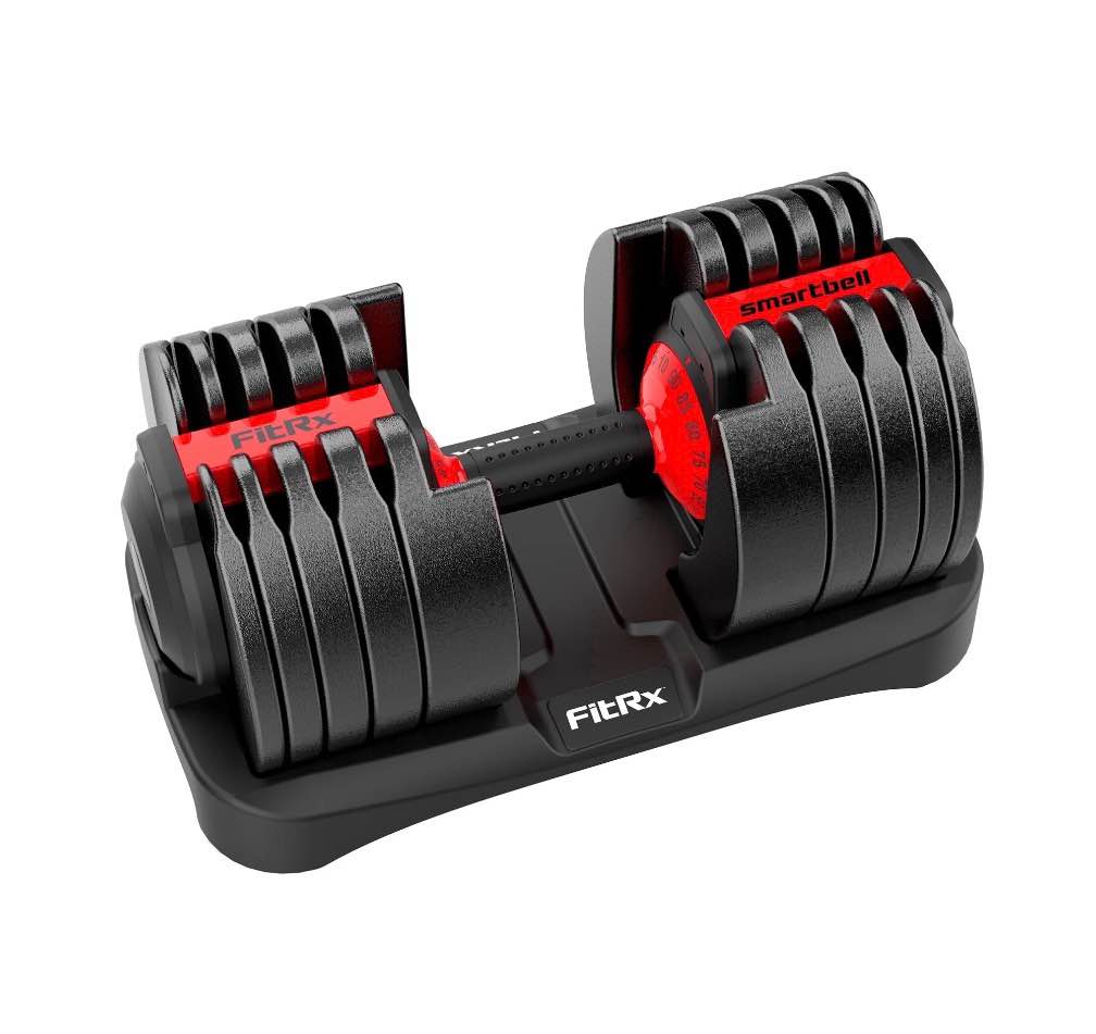 FitRx SmartBell XL, 90lb Adjustable Dumbbell Set with Quick-Select Weights for Home Gym