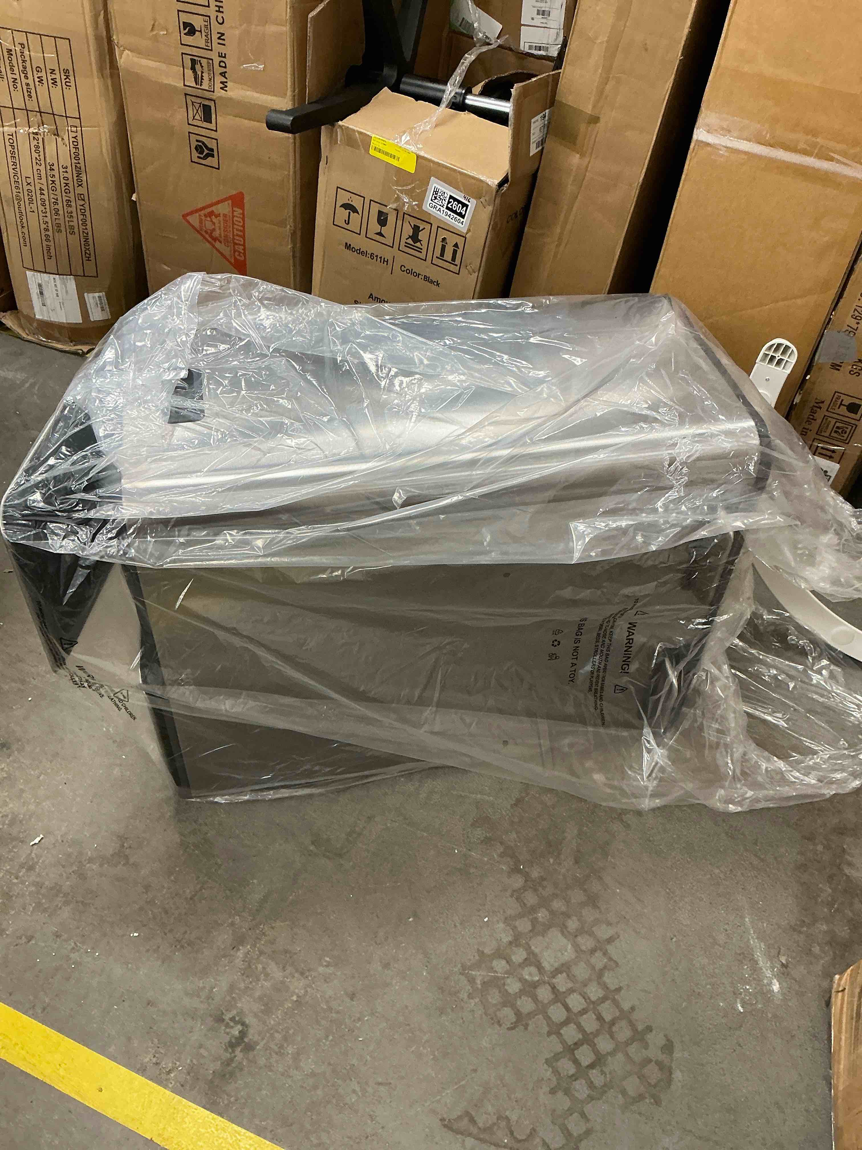 Condition photo showing New/Like New for Tzumi Dual-Compartment Recycling Bin Stainless Steel Trash Can for Kitchen  16 Gallon Total