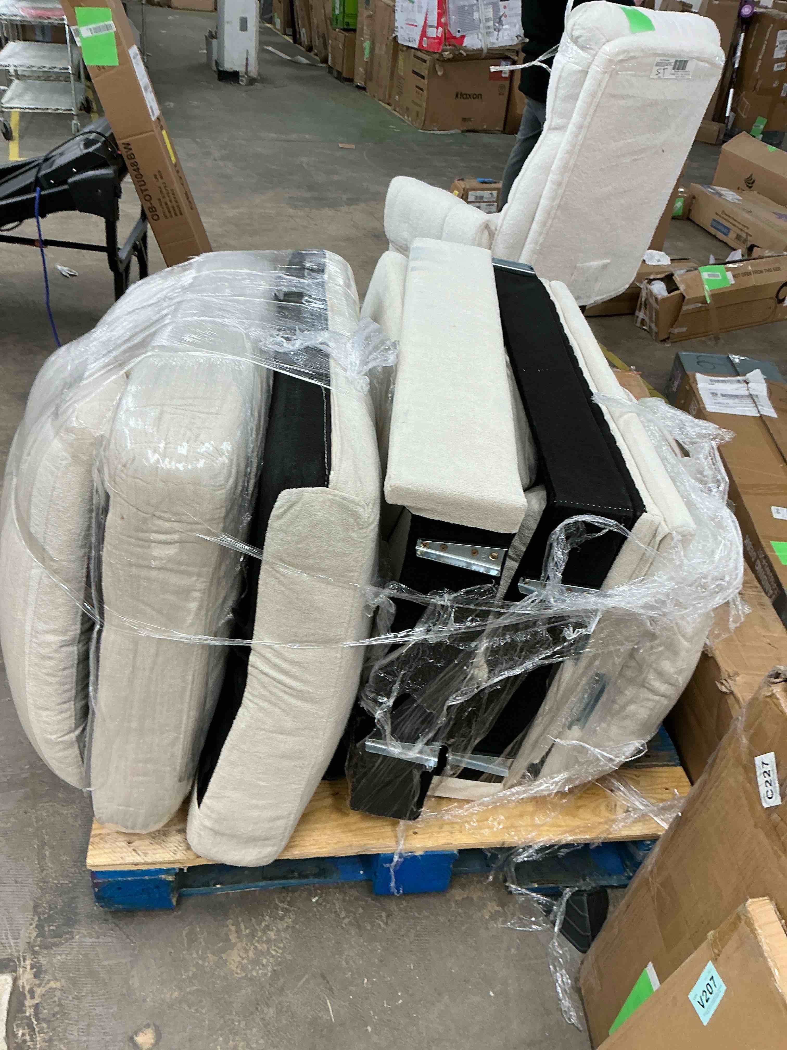 Condition photo showing Good Condition for 83" Comfortable Upholstered Sofa, 3 Seater Couch for Living Room, Neche Big Loveseat with Extra Deep Seats , 2 Pillows, Beige White