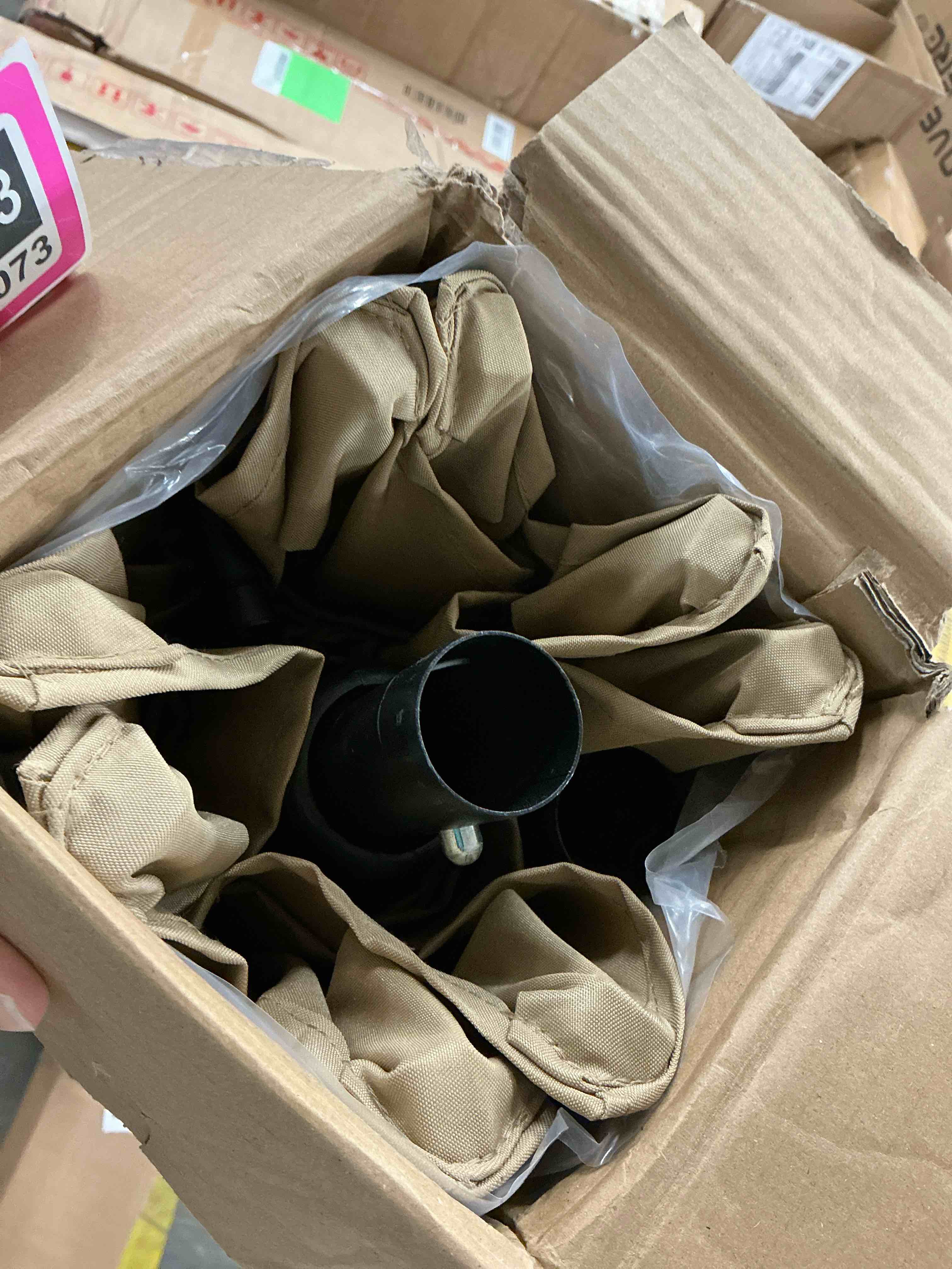 Condition photo showing New/Like New for Sun-Ray 9 FT 32 LED Patio Solar Umbrella w/ Push Button Tilt and Crank Outdoor Umbrella Taupe