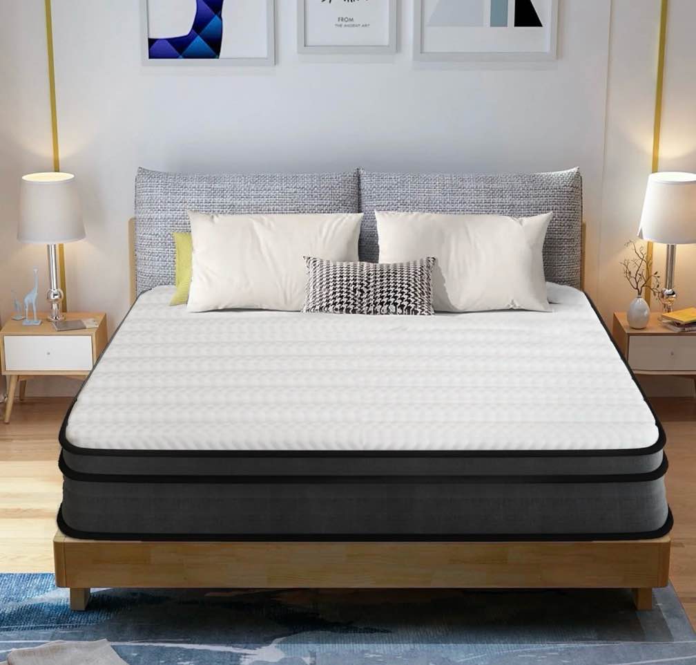 Queen Mattress, 10 Inch Hybrid Memory Foam Mattress in a Box with Individual Pocket Spring for Motion Isolation & Silent Sleep, CertiPUR-US, 100 Nights Trial