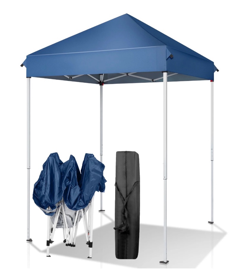 Zimtown Portable 5ft x 5ft Canopy Tent for Patio, Foldable Gazebo for Backyard, Blue Canopy