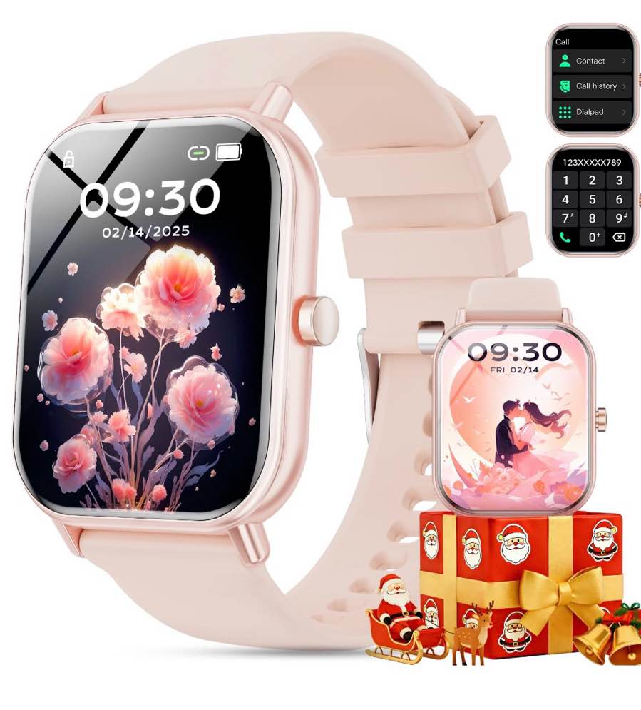 Mingwear Men s and Women s Smartwatch (Make/Receive Calls) for Android IOS with Sports Fitness Tracker and Heartbeat Tracker  Black