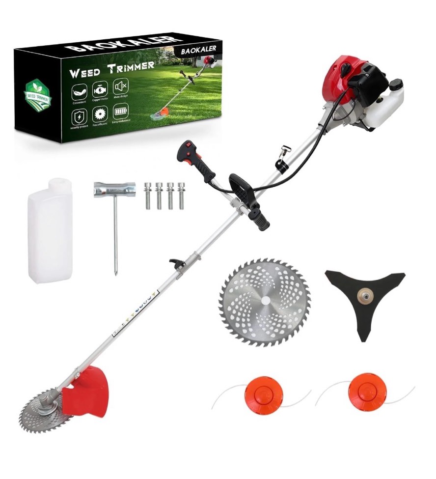 BAOKALER 58CC Gasoline Grass String Trimmer  2-Stroke Gas Powered Weed Eater  Weed Wacker with 4 Detachable Heads