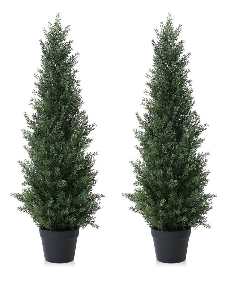 Dr. Planzen Artificial Cedar Tree 3 Ft Artificial Cedar Topiary Trees For Outdoors Potted Fake Cypress Trees Faux Evergreen Plants For Home Porch Decor