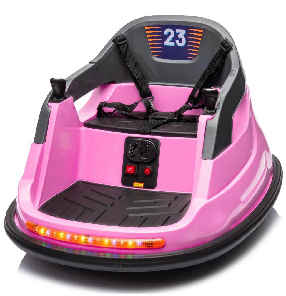 Hikiddo Electric Bumper Car for Kids, 12V Bumper Car Ride on Toys for Toddlers Aged 1.5-5 with Remote, Bluetooth - Pink