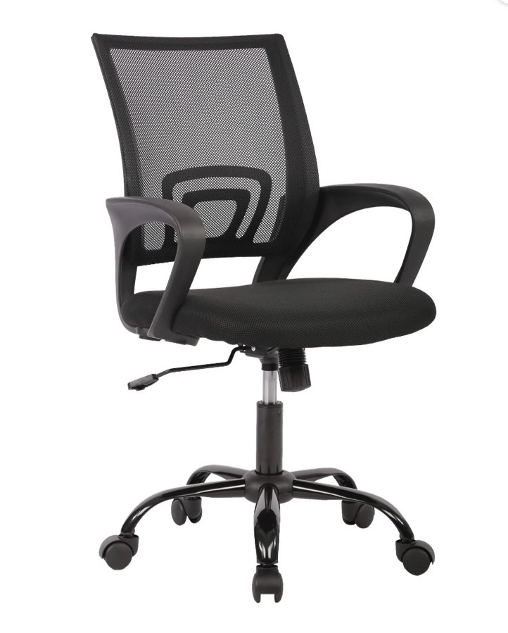 JONPONY Ergonomic Office Chair, Lumbar Support, Adjustable Height with Armrests for Adults,Black