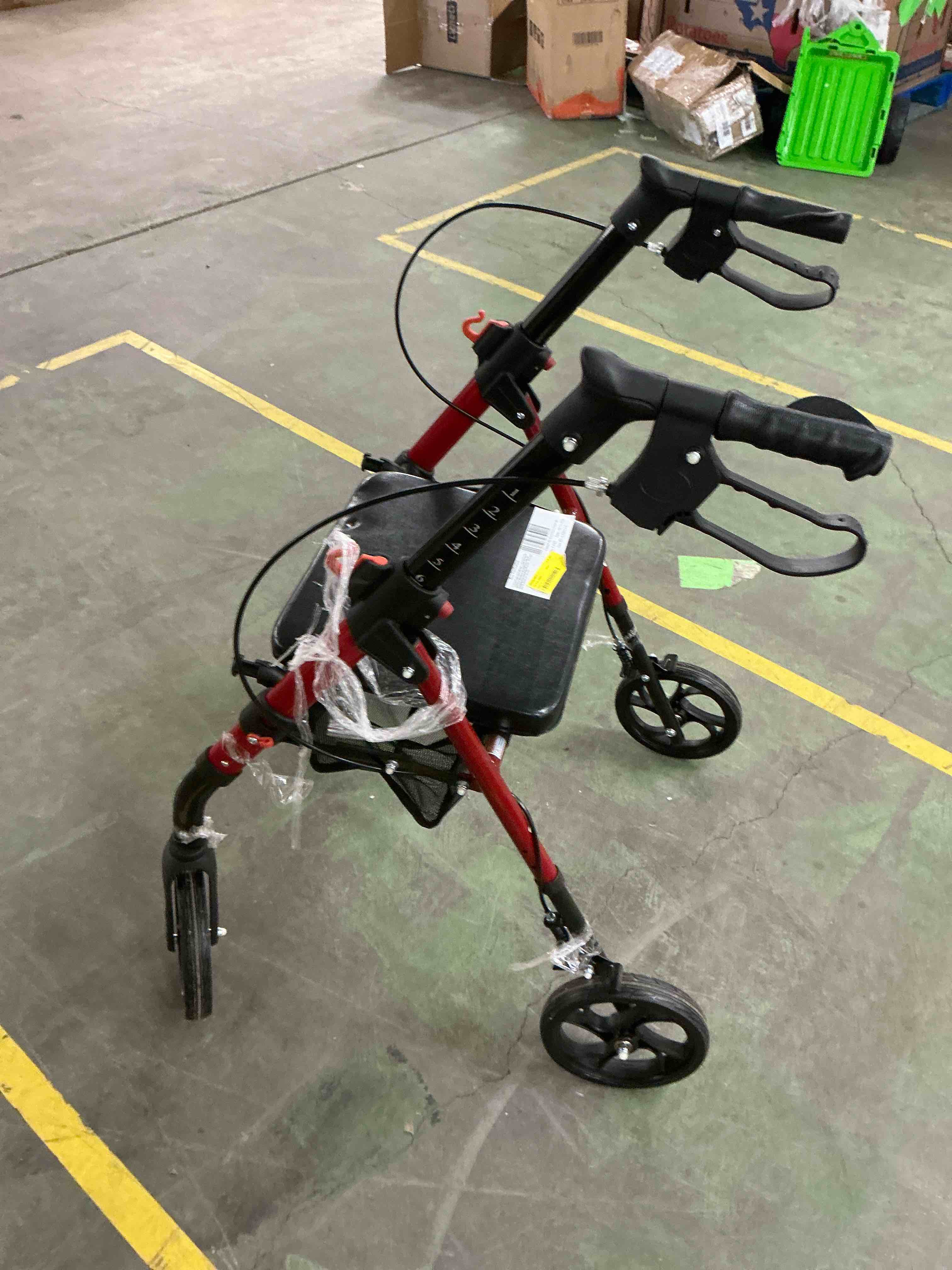 Condition photo showing Good Condition for foldable 2-in-1 rollator walker and wheelchair combo for seniors with seat, heavy duty transport chair 300 lbs capacity, lightweight, anti-tip brakes, adjustable height 33.5"-40" (red)