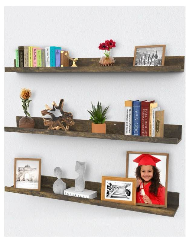 floating shelves set of 3 wall shelves (multiple sizes & colors) by icona bay