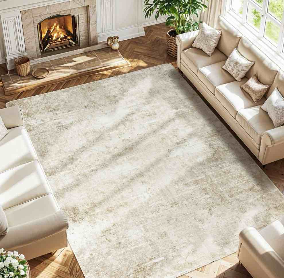 sonoro kate 8 x10  area rugs for living room  machine washable oriental vintage non slip soft indoor area carpet  beige