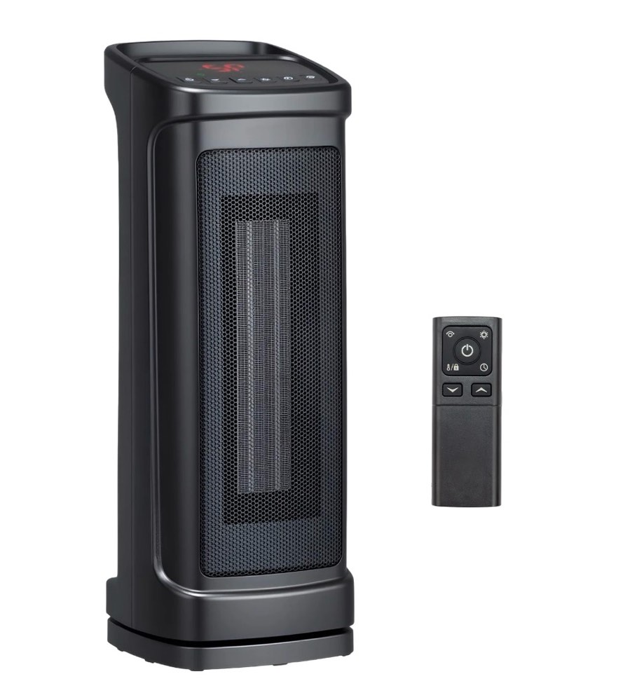 ktaxon 17 inch space heater, 1500w quiet oscillating ceramic heater for large room, ptc electric heater with remote control, thermostat, for office, bedroom, indoor use