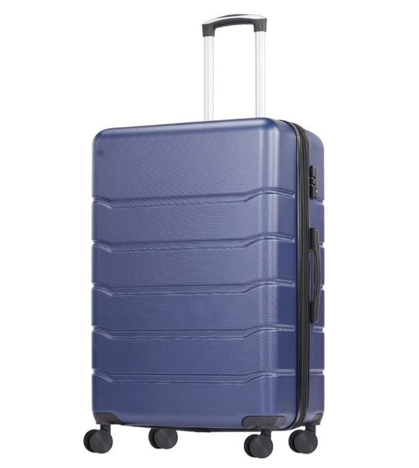 concetta 28 inch luggage  lightweight expandable rolling suitcase  hard shell abs & tsa lock double spinner wheels suit case  blue