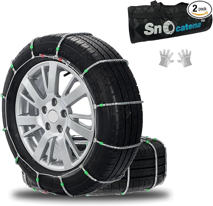 SNOCATENA Snow Chains for Car and SUV,Cable Tire Chain,Compatible with Tire Width 195 205 215 225 23