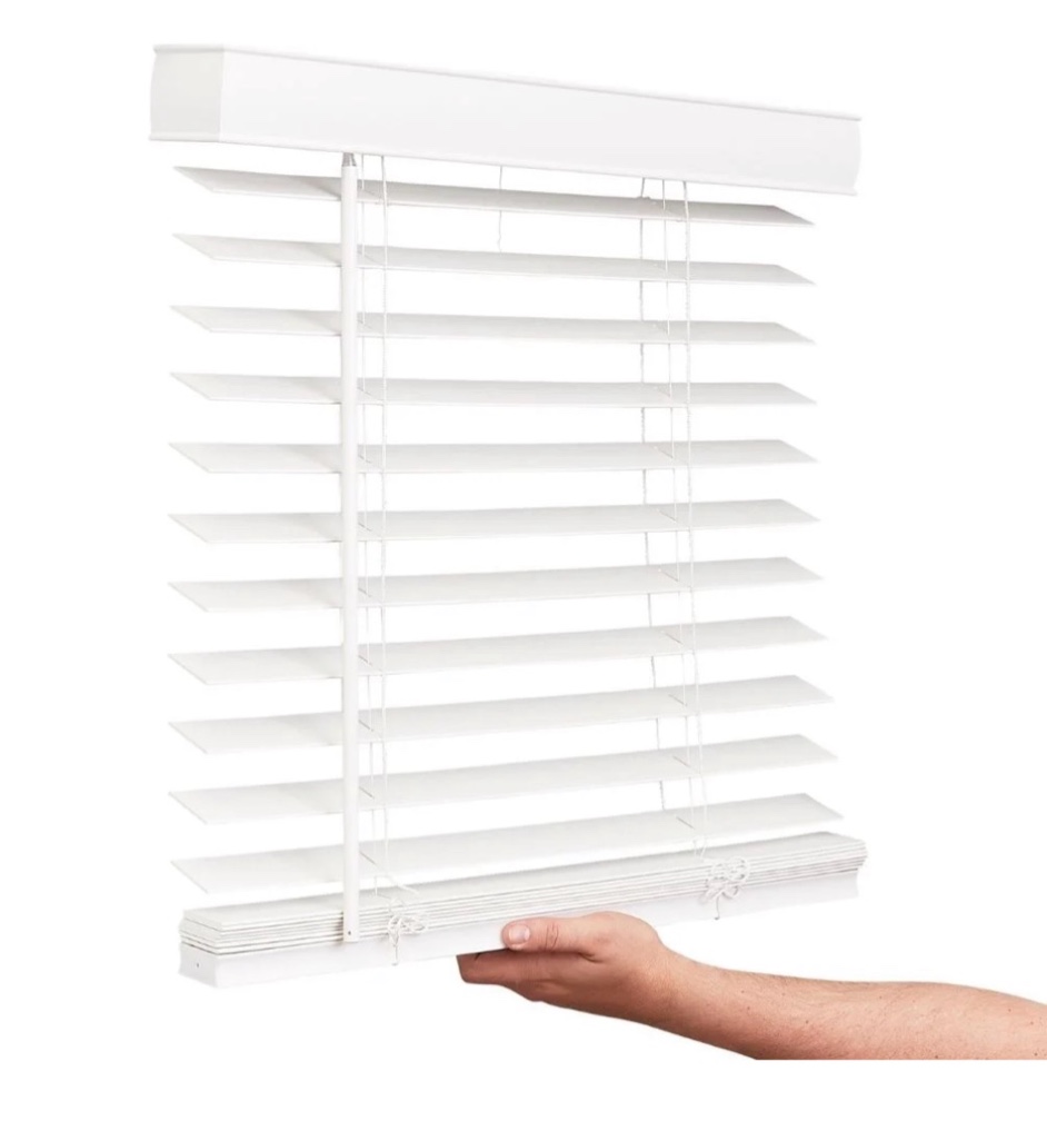 Lotus & Windoware Cordless 2  Faux Wood Room Darkening Horizontal Blind  31  W x 36  L  Smooth  Snow White