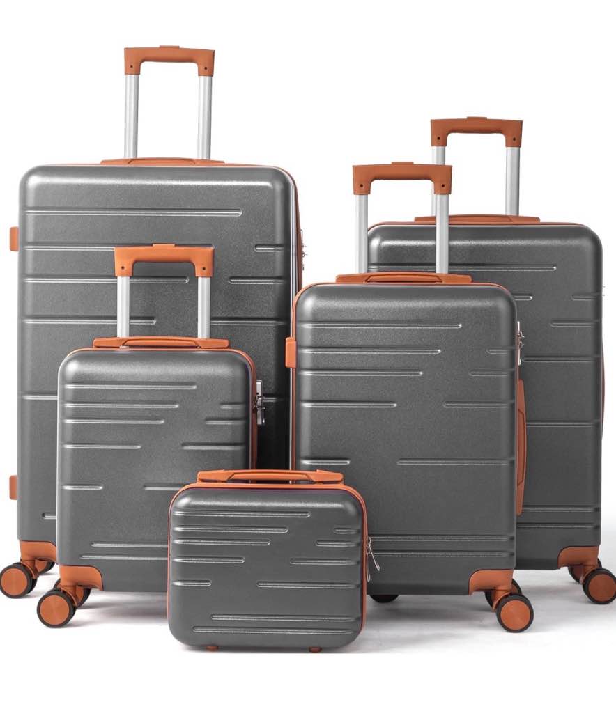 Zimtown Luggage Sets 5 Piece Hardside Expandable Suitcases with Spinner Wheels and TSA Lock, Gray